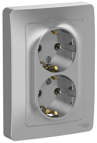 Розетка с заземлением Systeme Electric Blanca 1-м. 2-мод. алюминий картинка